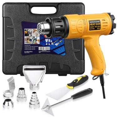 Imagem de SEEKONE Heat Gun 1800W Heavy Duty Hot Air Gun Kit With Carry Case Variable Temperature Control 122℉-1112℉（50℃- 600℃） Overload Protection with 4 Nozzles for Crafts, Shrinking PVC, Strippin