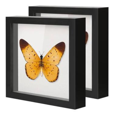 Imagem de Conjunto 3D Shadow Box QDSSDECO 10x10 em vidro de madeira preta, pacot