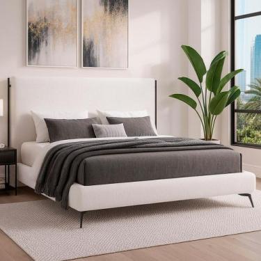 Imagem de Cama Japonesa com Cabeceira Almeria Corea Queen Bouclé Off White - Sal