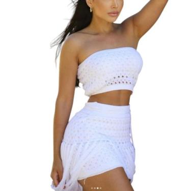 Imagem de Conjunto tricot modal com franjas Top Faixa + Saia Com Forro - CHARM M