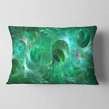 Imagem de Design verde fractal textura de vidro verde sala de estar lombar, sofá, almofada + capa de almofada impressa em ambos os lados 30,48 cm x 50,8 cm