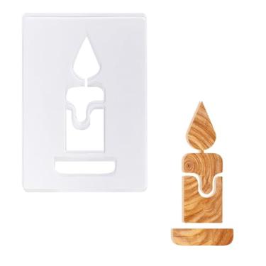 Imagem de Modelos de roteador de acrílico de Natal com formato de vela para carpintaria de férias, kit de artesanato decorativo de férias, ideias de presente faça você mesmo, estênceis para marcenaria para