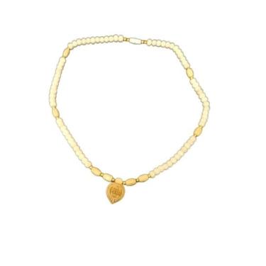 Imagem de Corrente de madeira Tulsi Kanthi Mala com pingente de lótus Radha Naam (pacote com 1) (marrom), marrom, tamanho único