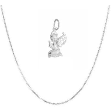 Imagem de Corrente Veneziana Infantil Com Pingente Anjinho Prata 925kl - Juniorj