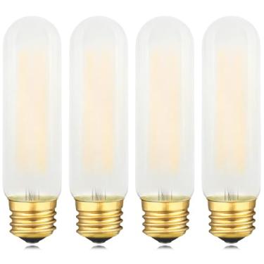Imagem de LUMILECT Lâmpada LED fosca T10 equivalente a 40W, branco quente 2700K, lâmpada LED regulável base E26 de 4 watts, lâmpada de LED 400lm, lâmpadas tubulares E26 4W T30, pacote com 4