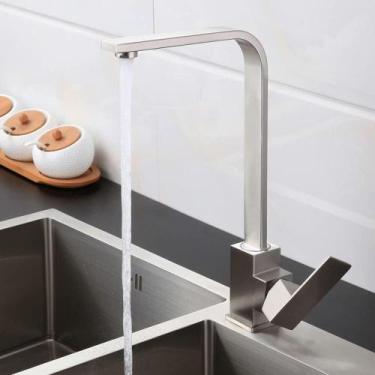Imagem de Torneira Monocomando Cozinha Bancada Aço Escovado com Kit Instalação -