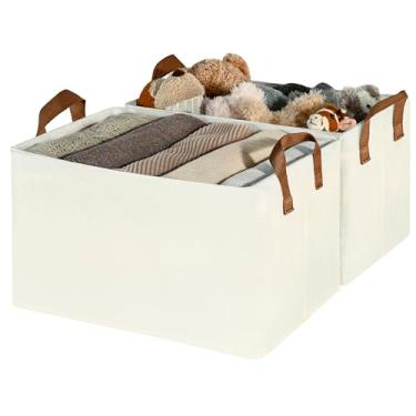 Imagem de GRANNY SAYS Cestas de armazenamento com moldura de metal, organizador de prateleira de armário e caixas de armazenamento grandes, cestas de armazenamento de armário, caixas decorativas de