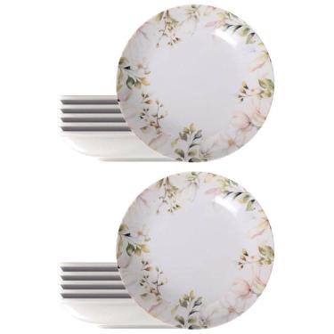 Imagem de Jogo 12 Pratos Fundos 22cm Tramontina Magnólia Porcelana Sopas Risotos Caldos