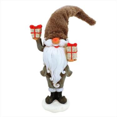 Imagem de Papai Noel Gorro Marrom Caixinha Presente Enfeite Natalino - Magizi