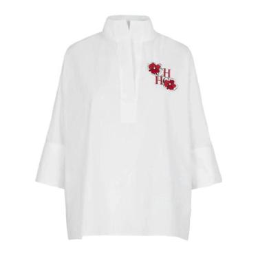 Imagem de Camiseta feminina CHCH 2025 novo top de algodão branco manga 3/4 simpl