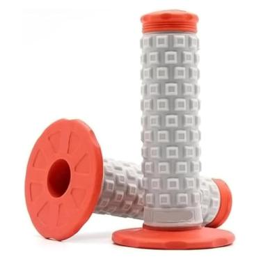Imagem de Aderência para motocicleta Pegas de bicicleta de borracha de 7/20.3 cm compatível com guidão Mx Pillow Top Throttle Barra de 22 mm (cinza-vermelho)