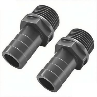 Imagem de 2 peças de conector de mangueira farpada de encaixe de tubo de PVC macho 1-1/10.2 cm acessórios para tubos de PVC preto