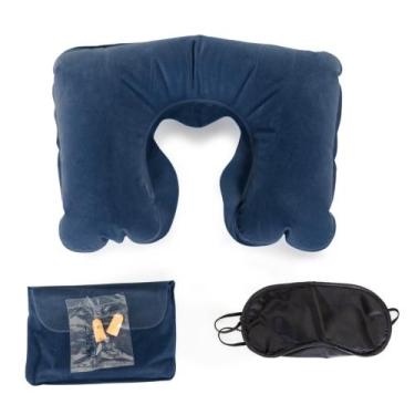 Imagem de Kit Viagem 3 Peças Almofada Tapa Olho Protetor Auricular Necessaire - 