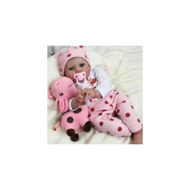 Imagem de Boneca Reborn Baby Doll de silicone realista de 55 cm com olhos de acr