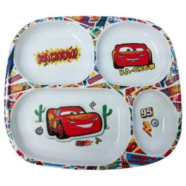 Imagem de Prato Divisória Infantil Disney Carros Melamine 24Cm - Yangzi