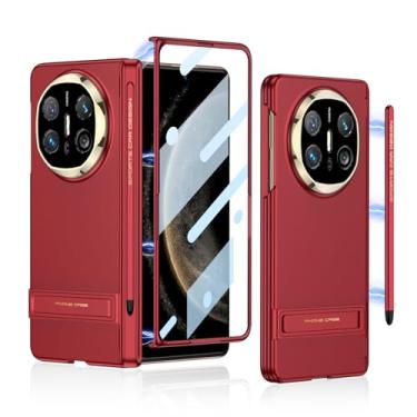 Imagem de FWYANZH Capa para Huawei Mate X6, protetor de tela com fecho magnético, caneta capacitiva, suporte ajustável, proteção contra arranhões, dobradiça, capa com tudo incluído, vermelha, Mate X6