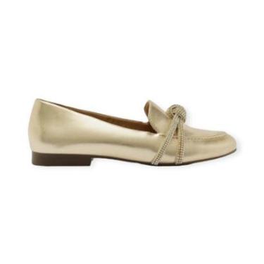 Imagem de Mocassim Feminino Anacapri Tiras Nó Pedrarias Dourado-Feminino