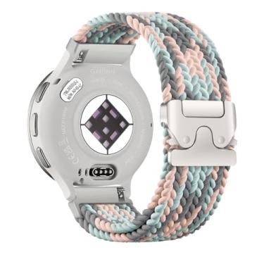 Imagem de Pulseira de nylon elástico trançado compatível com Garmin Venu 3S 2S/Vivoactive 4S/Vivomove 3S/Forerunner 255S/Forerunner 265S, pulseira esportiva elástica macia de 18 mm de liberação rápida para