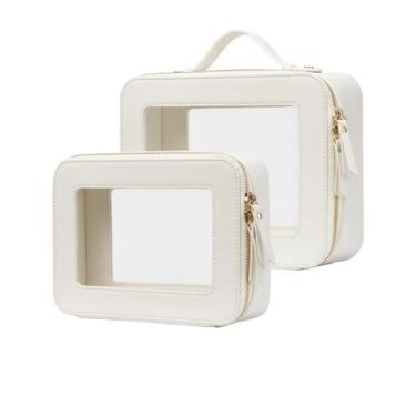 Imagem de Conjunto de estojos de maquiagem Popvibe Clear White Toiletry Bag Trav