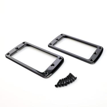 Imagem de OVSAL 2 peças de metal para guitarra elétrica Humbucker anel captador pescoço ponte captador quadro montagem fundo plano adequado para peças de substituição de guitarra elétrica estilo Les Paul Strat