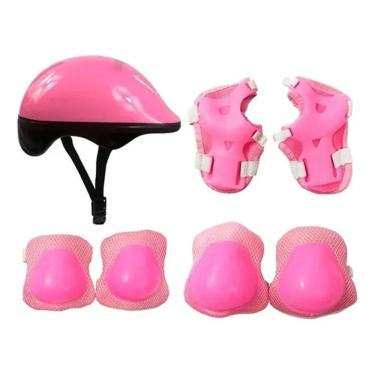 Imagem de 2X Kit Proteção Capacete Joelheira Cotoveleira Rosa Dmtoys 5