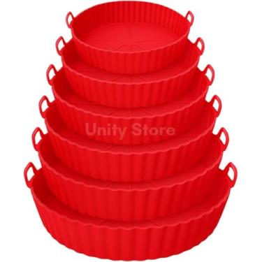 Imagem de Kit 6 Formas Silicone Para Air Fryer Fritadeira Elétrica Antiaderente Reutilizável (Vermelho)