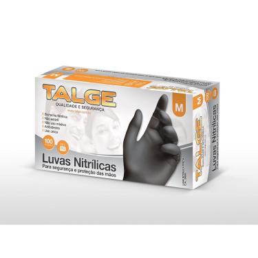 Imagem de Luva Nitrilo Preta M sem pó Talge com 100 un