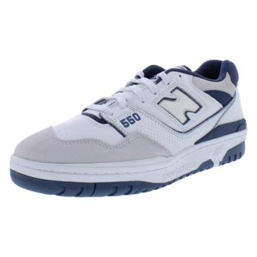 Imagem de New Balance Tênis infantil 574 V1 com cadarço, Branco puro/azul/branco, 41