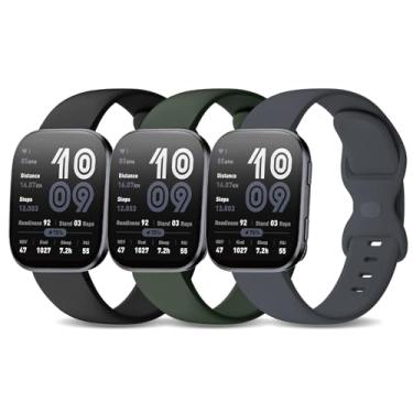 Imagem de Kollody Pacote com 3 pulseiras de silicone para relógio esportivo compatíveis com Amazfit Bip 6/Bip 5/Balance de 2,22 mm para Amazfit GTR 4/3 Pro/3/2/2e/GTR de 47 mm/equilíbrio/chita. Grande