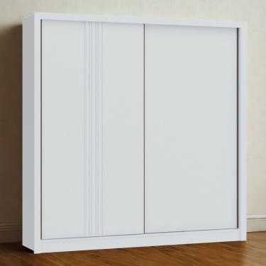 Imagem de Guarda Roupa Casal Ripado 2 Portas de Correr Turim Móveis Castro - Branco Line