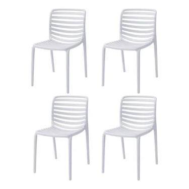 Imagem de Kit 4 Cadeira Capri Sem Braço Polipropileno Estilo Conforto Área Gourmet Sala de Jantar (Branca)