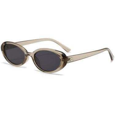 Imagem de Óculos de sol Breaksun Retro Oval para mulheres e homens verde-oliva e