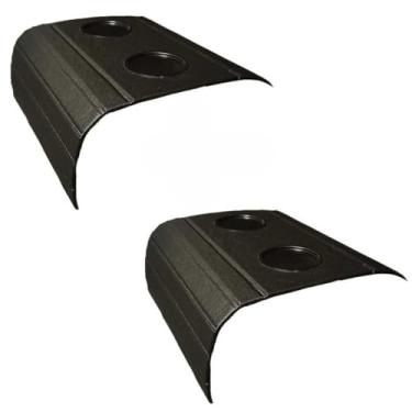 Imagem de Kit 2 Esteiras Porta Copos Para Braço de Sofá - Bandeja Suporte Apoio Flexível(Corino Preto)