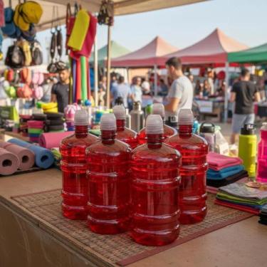 Imagem de Mini Galão Squeeze de 1 Litro Vermelho - Kit com 06 Unidades - Casa do