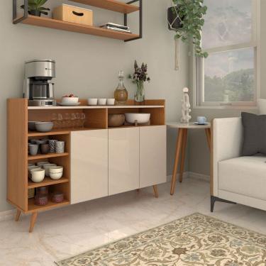 Imagem de Cantinho do Café Expresso 3 Portas 3 Prateleiras Cinamomo/Off White - Panorama Móveis