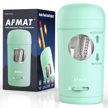 Imagem de AFMAT Apontador de lápis elétrico, apontador de lápis totalmente automático para lápis de 7 a 8 mm e lápis de cor, entrada e saída automática, apontador de mãos livres verticais recarregáveis para