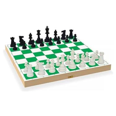Imagem de Jogo Xadrez Oficial Em Madeira Mdf 42 Cm Tabuleiro Grande