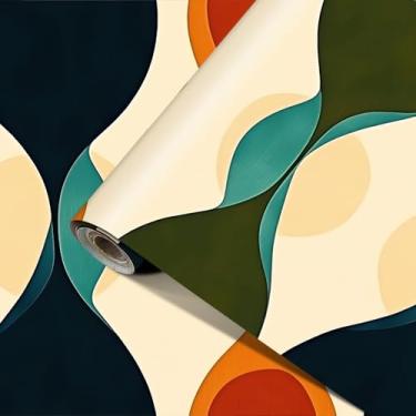 Imagem de HOMETITUTE Papel de parede Boho arte moderna geométrico contato vinil autoadesivo removível balcão de papel de parede para remodelação parede armários de bancada móveis 39.9 cm x 100.1 cm
