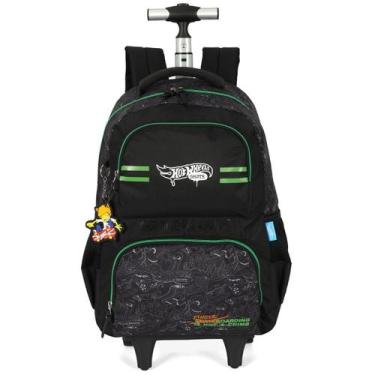 Imagem de Mochila de Rodinhas Escolar Juvenil Hot Wheels VERDE - Luxcel