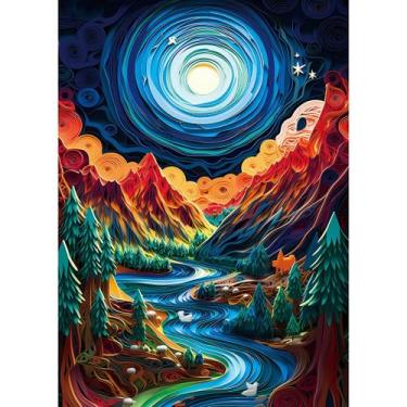 Imagem de Puzzle Bgraamiens Paper Quilling Montanhas e Rios 1000 Peças