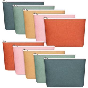 Imagem de Bolsas de maquiagem de lona Reginary, 10 unidades para mulheres, artig