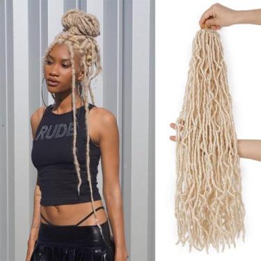 Imagem de Extensões de cabelo Aayubb Blonde Soft Locs 20 cm, crochê, 7 pacotes