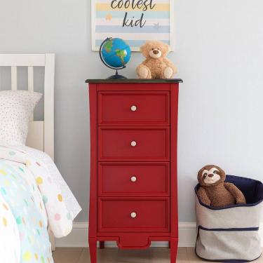 Imagem de Comoda 4 Gavetas Estreita Linha Amsterda Vermelho/Amêndoa