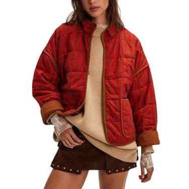 Imagem de Blusão Internos feminino acolchoado, leve, vermelho de inverno, tamanh