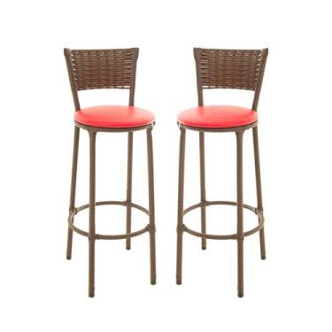 Imagem de KIT 2 Banquetas Alta Encapada Junco ARGILA Area de Lazer Cozinha Balcã