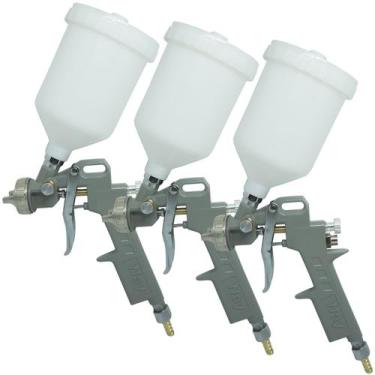 Imagem de Kit 3 Pistolas Pintura Gravidade Convencional Profissional 3 Bicos 1,2