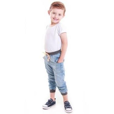 Imagem de Calça Quase Anjo Jeans Infantil Bebê Jogger com Ribana Masculina-Masculino