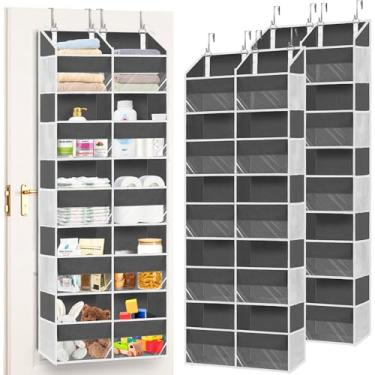 Imagem de Pacote com 2 organizadores sobre a porta, 5 camadas, armazenamento extra grande atrás da porta de 10 compartimentos, capacidade de peso de 36 kg, organizador de pendurar na porta para armário