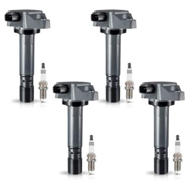 Imagem de ENA Conjunto de 4 bobinas de ignição e velas de ignição compatíveis com Honda Civic L4 1.8L apenas 2006 2007 2008 2009 2010 2011 UF582 C1580 1788393 RNAA01 IC662