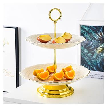 Imagem de Cesta de frutas, prato de frutas secas, decoração de mesa de sobremesa, 2 camadas, suporte de lanche, prato de frutas, suporte de bolo, suporte de armazenamento de doces para P